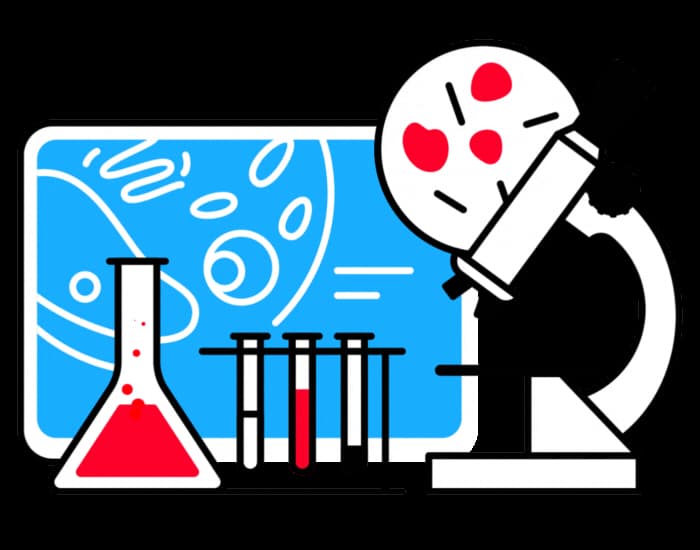 Illustration of a school science laboratory with instruments and glassware